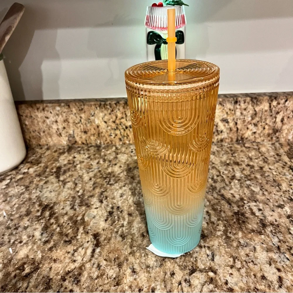 New Starbucks Korea 2023 Cold Cup Tumbler Venti Blue Orange Gradation Scales